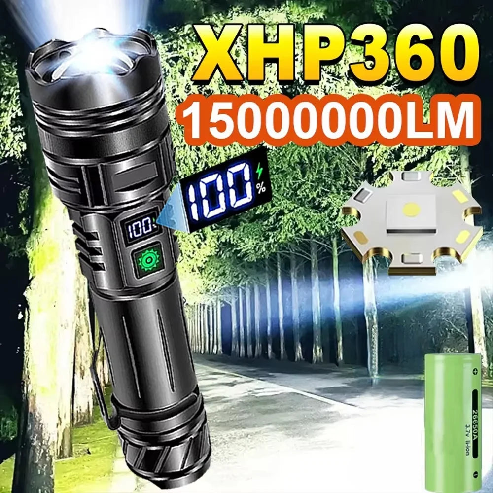 High-Performance Rechargeable LED Flashlight with Zoom Function for Tactical and Outdoor Use