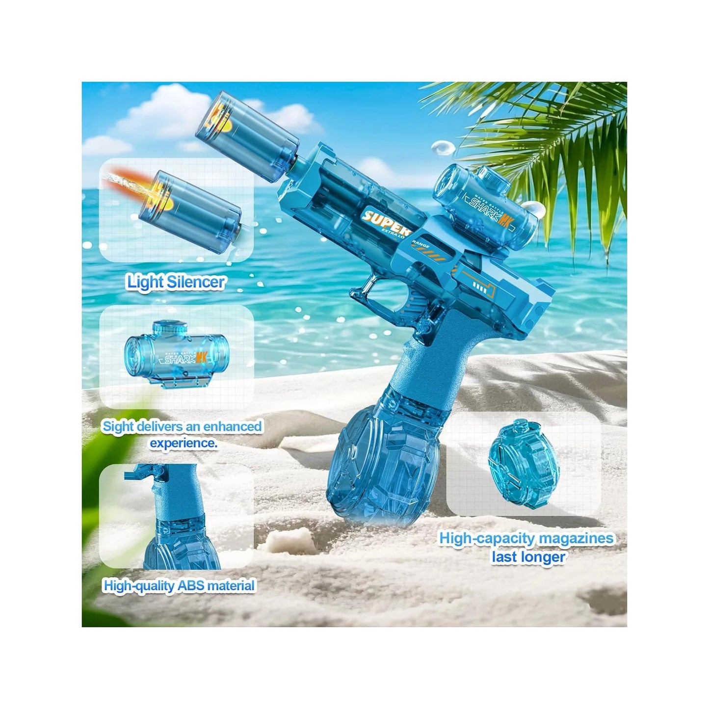 Electric Water Gun for Adults and Kids - Automatic LED Light Squirt Gun with Long Range, Ideal for Summer Outdoor Pool Parties and Gifts for Boys and Girls