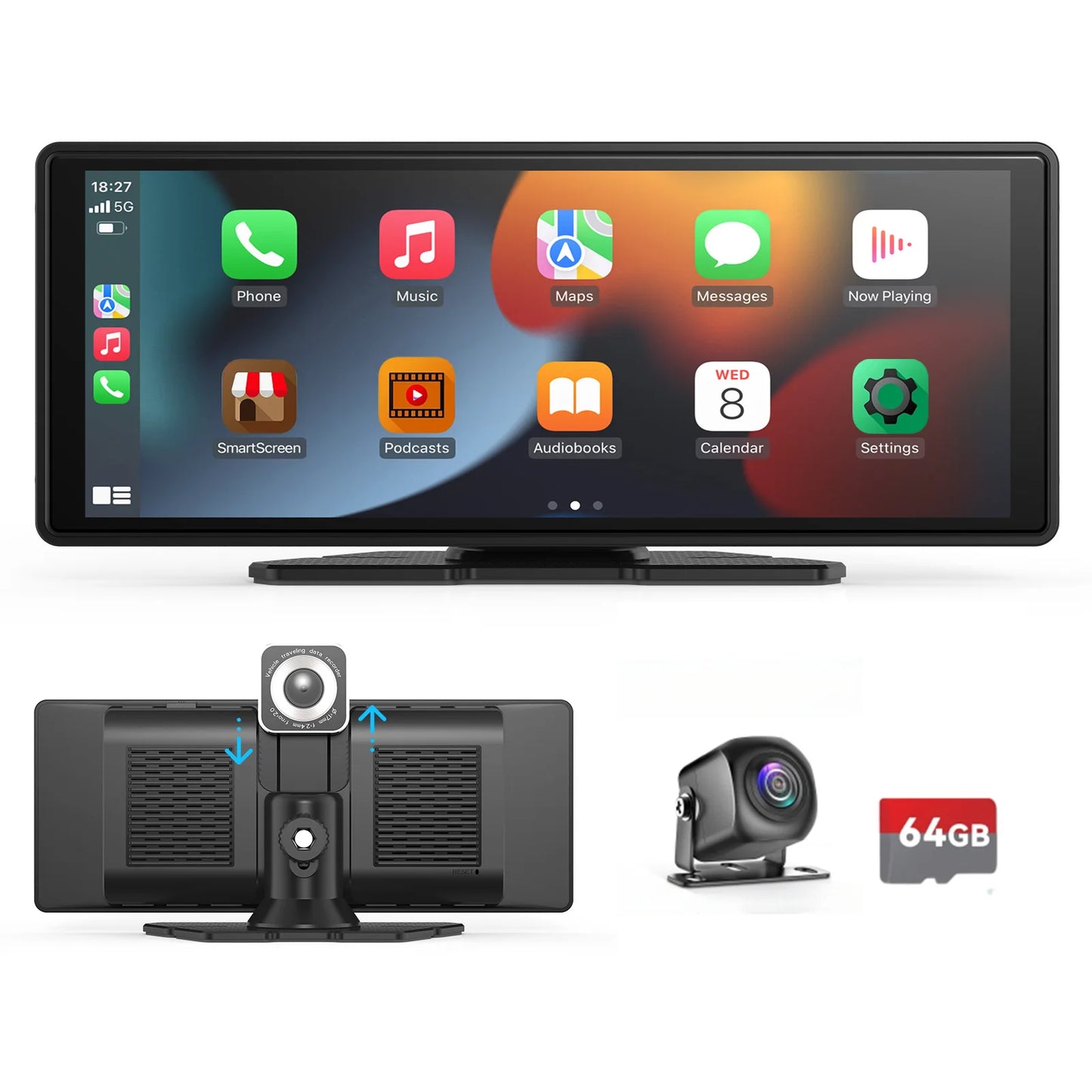 Universal Portable CarPlay Screen – Wireless Apple CarPlay & Android Auto Touchscreen Car Stereo