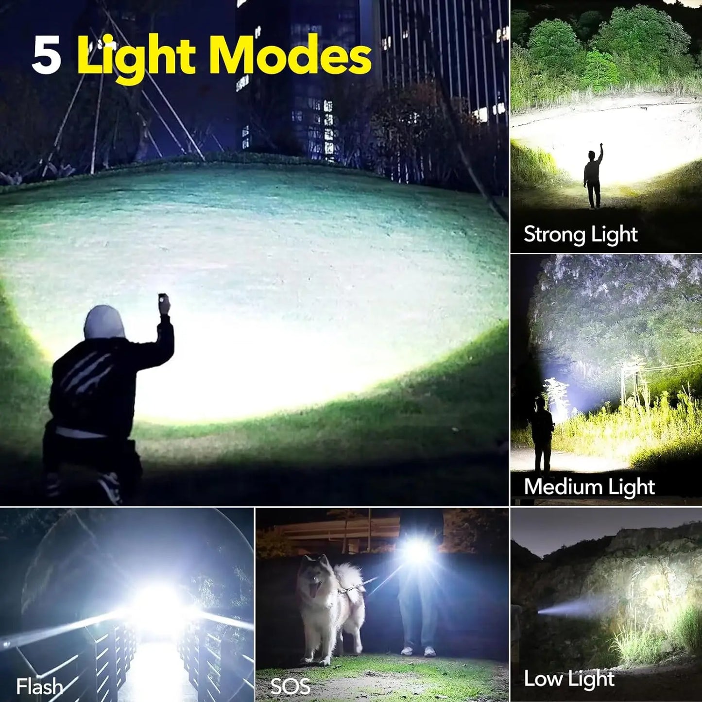 High-Performance Rechargeable LED Flashlight with Zoom Function for Tactical and Outdoor Use