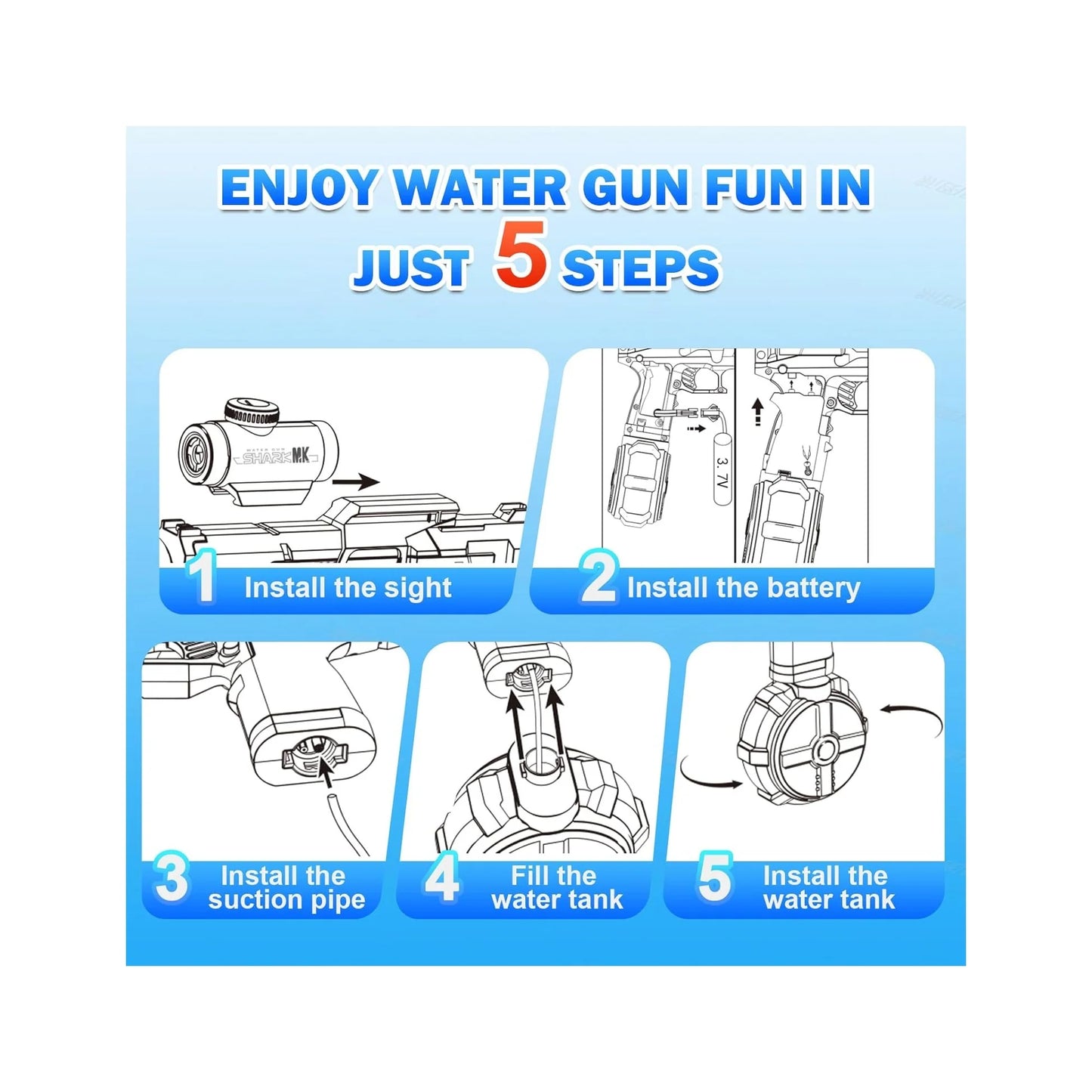 Electric Water Gun for Adults and Kids - Automatic LED Light Squirt Gun with Long Range, Ideal for Summer Outdoor Pool Parties and Gifts for Boys and Girls