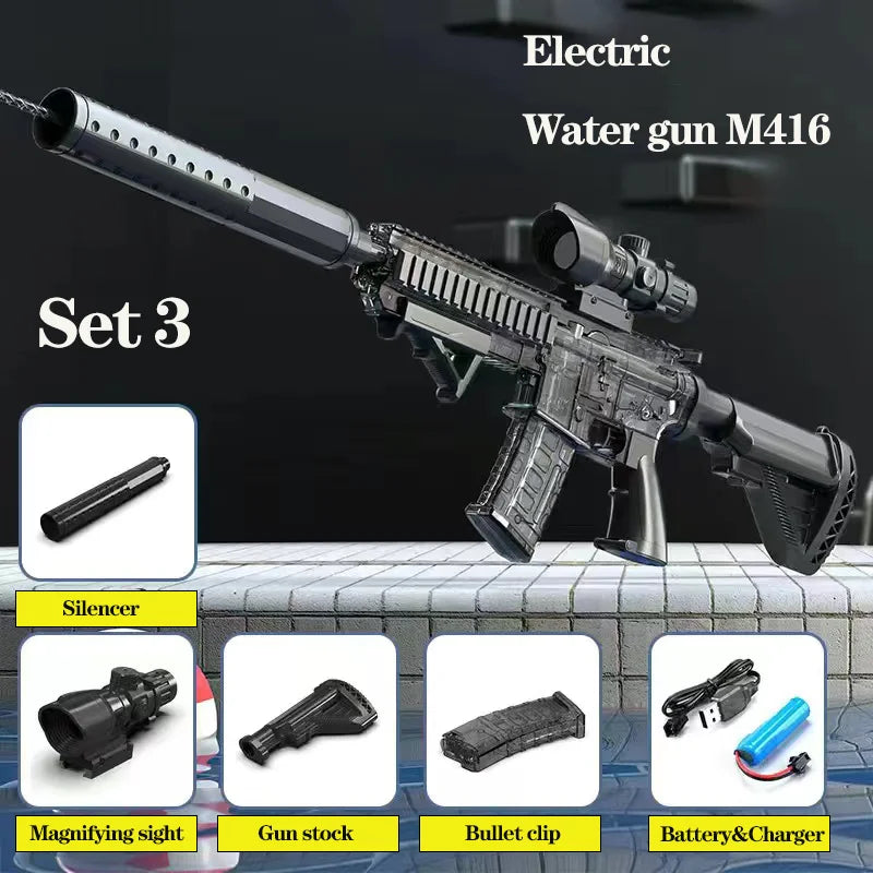 M416 Fully Automatic Electric Water Gun Pistol - The Ultimate Outdoor Toy for Thrilling Summer Battles!