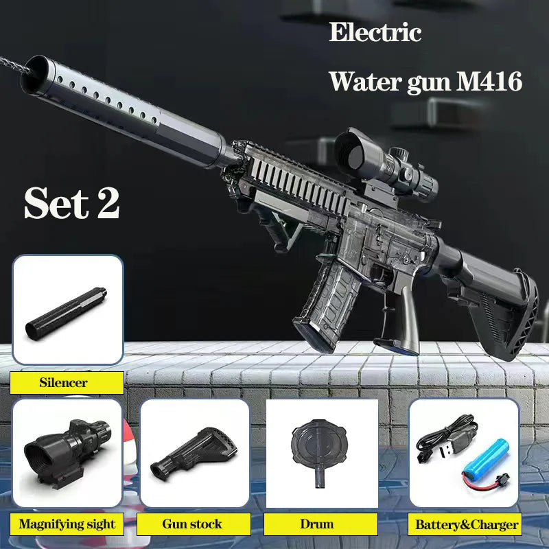 M416 Fully Automatic Electric Water Gun Pistol - The Ultimate Outdoor Toy for Thrilling Summer Battles!