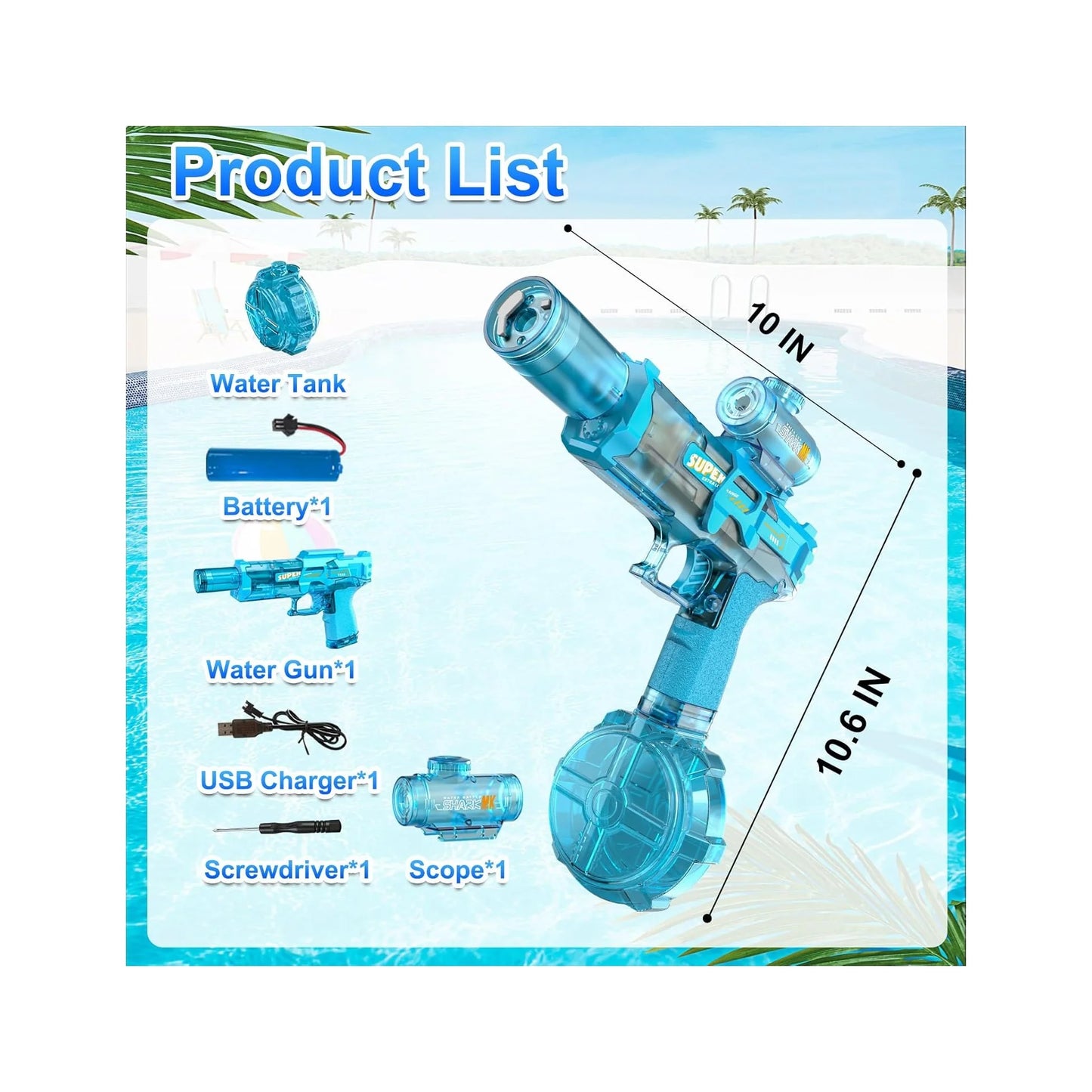 Electric Water Gun for Adults and Kids - Automatic LED Light Squirt Gun with Long Range, Ideal for Summer Outdoor Pool Parties and Gifts for Boys and Girls