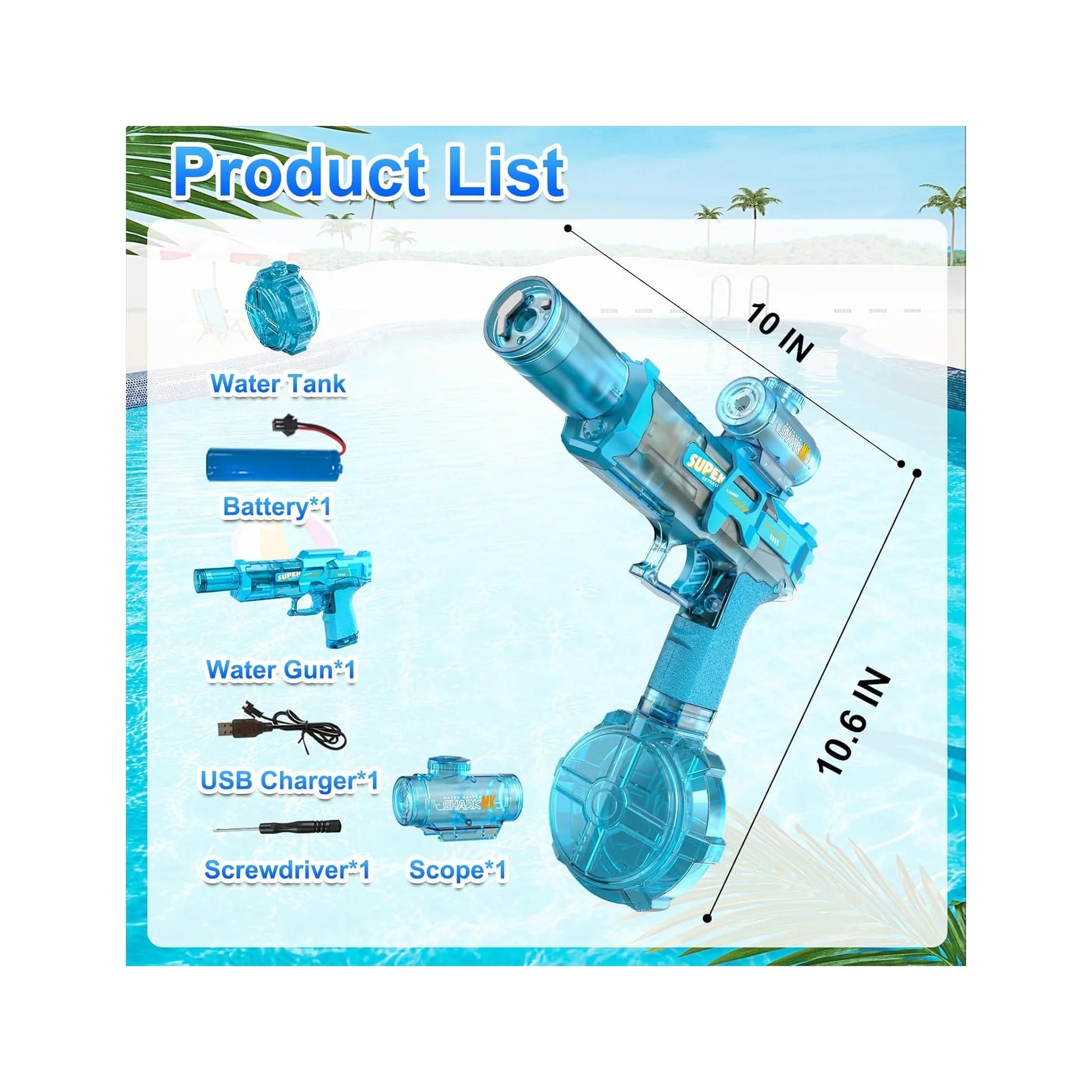 Electric Water Gun for Adults and Kids - Automatic LED Light Squirt Gun with Long Range, Ideal for Summer Outdoor Pool Parties and Gifts for Boys and Girls