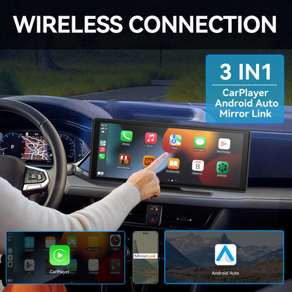 Universal Portable CarPlay Screen – Wireless Apple CarPlay & Android Auto Touchscreen Car Stereo